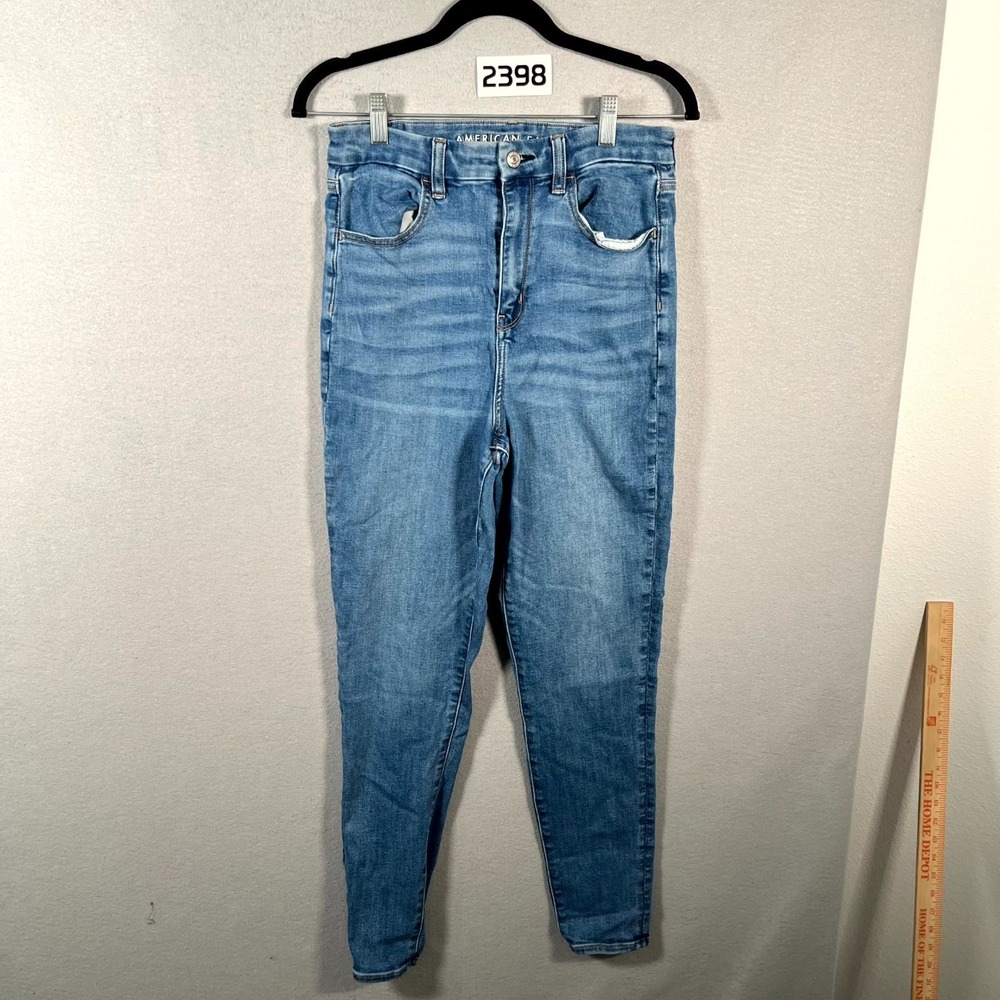 American Eagle Outfitters Skinny Jeans Womens 8 Blue Denim Cotton Stretch Logo